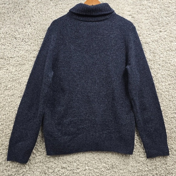 J Crew Sweater Mens Small Blue Lambswool Shawl Collar Knit Long Sleeve Pullover - Picture 8 of 12
